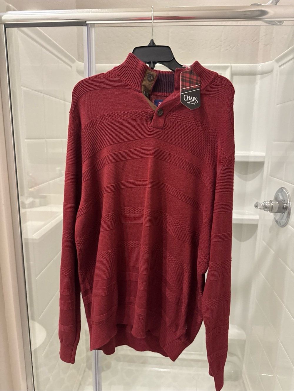 Chaps Men’s Red Knit Quarter-Button Sweater